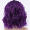 SHANGKE Short Wavy Wigs for Black Women African American Synthetic Hair Purple Wigs with Bangs Heat Resistant Wig