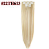 Leeons 16 colors 16 clips Long Straight Synthetic Hair Extensions Clips in High Temperature Fiber Black Brown Hairpiece