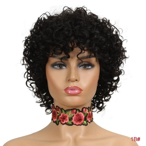 Rebecca Short Loose Curly Wigs For Black Women Peruvian Remy Bouncy Curly Human Hair Wigs 10 Color Free Shipping